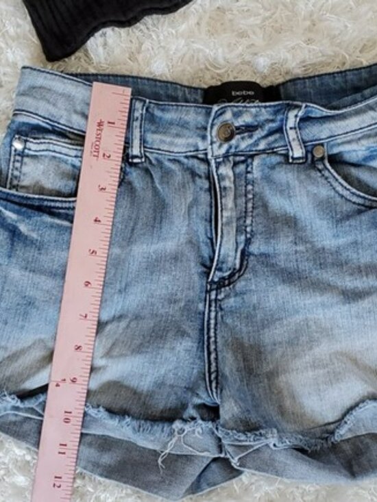 bebe Addiction Women's Jean Shorts Size 25 Light Blue Denim Cutoffs Fray Outdoor - Picture 6 of 14